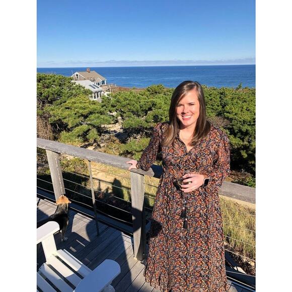 SEA NEW YORK Gerardtest Brown Paisley High Neckline Nicolette Midi Dress sz 6 - Picture 15 of 16